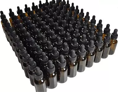 1/2 OZ [15 ML] Amber Boston Round Glass Bottles With Droppers *Choose QTY *USA* • $9.99