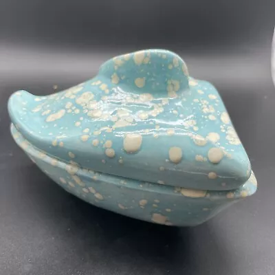 Vintage Handmade Ceramic Aqua Turquoise Speckled Glazed Trinket/Candy Dish MCM • $9.99