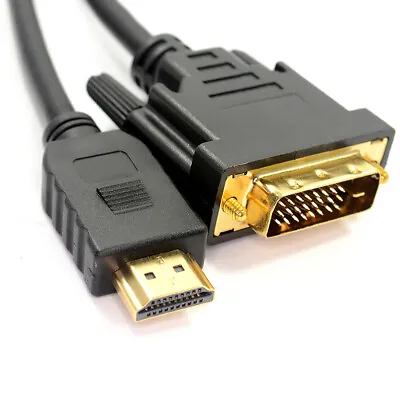 £4.59 • Buy 2m DVI 24+1 To HDMI Digital Video Cable/Lead PC Or Laptop To LCD HD TV 6ft GOLD