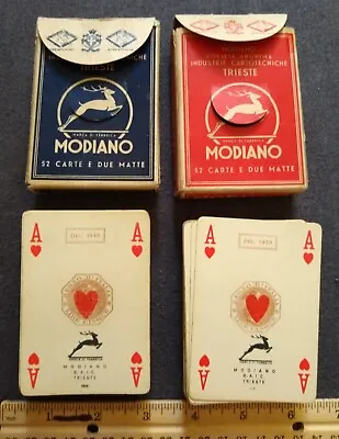 VINTAGE Italy PLAYING CARDS MODIANO Two Decks Kingdom Of Italy 1940 Tax Stamp • $40