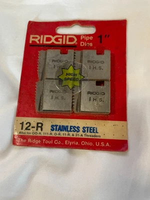 $59.99 • Buy Ridgid  HS Die Set 12-R For Stainless Steel 1  USA For 00-R,111-R,0-R,11-R, 31-A