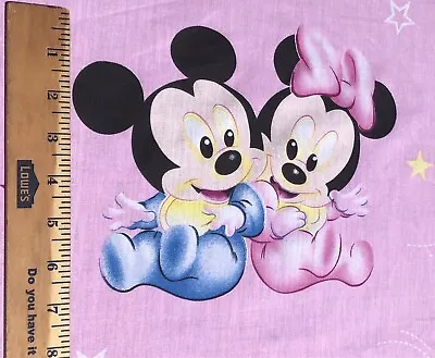 2 Yards. Mickey  Minnie Mouse Disney Baby Soft Cotton. Pink Color. 63” Wide. • £16.87