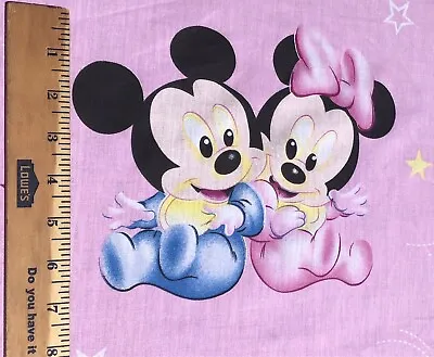 Mickey  Minnie Mouse Disney Baby Soft Cotton. Pink Color. 63” Wide.Quality. BTY • £7.67
