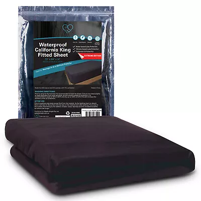 California King Waterproof Fitted Black Massage Sheet 72 Inch X 84 Inch + 14inch • $61.99