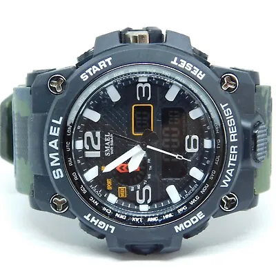 SMAEL No.1545D Dual Time Military Quartz Analog Digital Men's Watch New Battery • $18.99