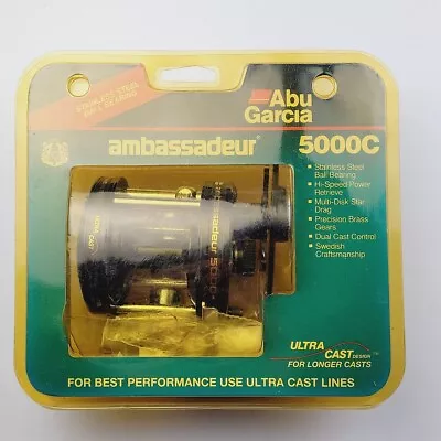 Vintage NOS Abu Garcia Ambassadeur 5000C Baitcasting Reel Black - Clam Pack • $109.99