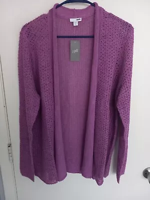 New J.Jill Long Sleeve L/S Loose Knit Open Cardigan Linen Blend (LT) NWT • $20.79