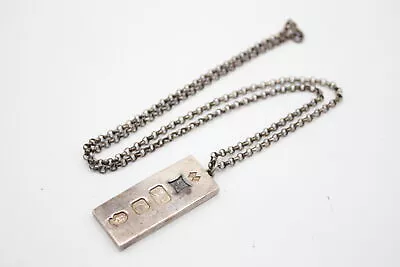 £3.20 • Buy Sterling Silver Ingot Pendant With Chain Belcher Hallmarked Birmingham 42g