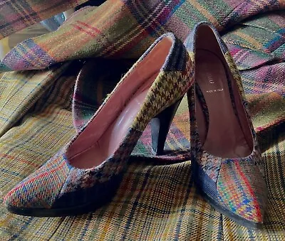 Prada.Multicolour Plaid High Heels. Court Shoes. Size 37. Tweed.Tartan Miu Miu • £50
