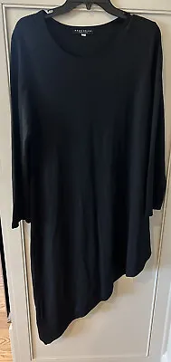Bryn Walker Womens Asymmetric Midi Dress Size M Black Modal Pullover Lagenlook • $36.58