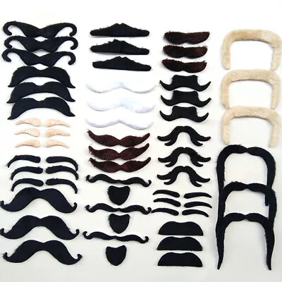 48pcs Funny Costume Mustache Pirate Halloween Fake Beard Whisker Party Suppli Sp • £5.80