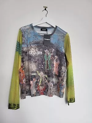 Desigual BNWT Mesh Devore Velvet Sheer Top Quirky Alternative Size XL • $53.33