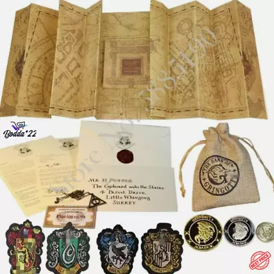 Harry Potter Marauder's Map Hogwarts School Letter Of Admission Gringotts Coins • $13.99