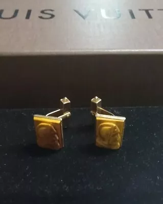  10K Gold & Tiger Eye Warrior Head Cuff Links. Antique - 10.1 Grams • $450