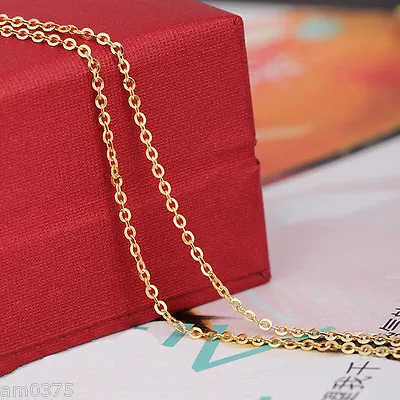 Pure Gold Necklace For Women Real 18K Yellow Gold Jewelry O Link 16inch 18inch • $174.07