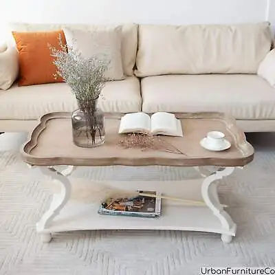 Rustic Farmhouse Cottage Core Coffee Table Natural Wood Tray Style Furniture NEW • $198