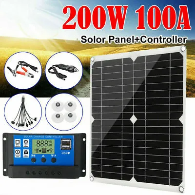 200 Watts Solar Panel Kit 100A 12V Battery Charger With Controller Caravan Boat • £22.99