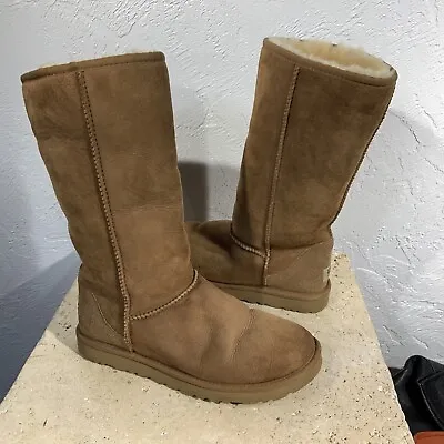 UGG Australia Uggs Womens 8 39 Classic Tall Chestnut Sheepskin Boots 5815 NICE • $39.83