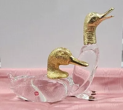 RARE VTG Frederick Cooper Of Chicago Brass & Murano Art Glass MCM Duck Figurines • $499.99