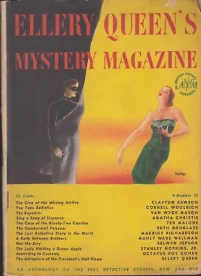 ELLERY QUEEN'S MYSTERY MAGAZINE 2 1947 Woolrich Christie Queen Rawson &c GGA • $9.99