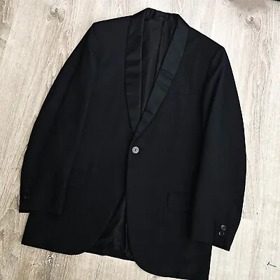 Vintage 60s 70s Black Tuxedo Blazer Vtg Shawl Collar Dinner Suit Jacket USA 40 S • $88.11