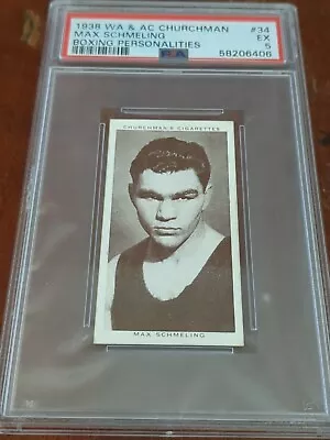 1938 WA & AC Churchman Max Schmeling #34 Boxing Personalities PSA  5 Excellent  • $49