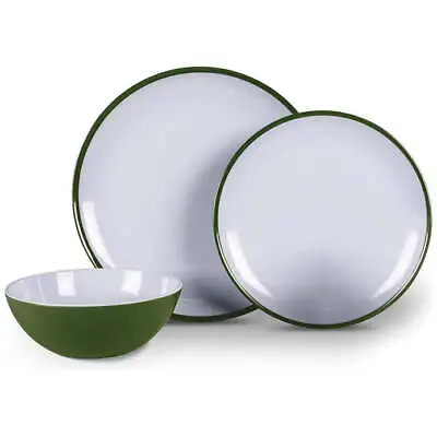 Kampa Fern Green Melamine 12 Piece Dinner Set  - Camping Caravan Tableware • £22.99