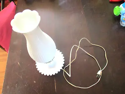 Leviton Light Lamp Milk Glass Hobnail Boudoir 13-1/4'' X 6'' Dia. Base 4' Cord • $11.99