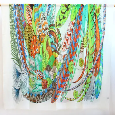 200s Cashmere Thin Oblong Scarf Wrap Shawl Feather Print Soft Delicate 78 *39  • $49.99