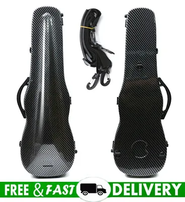 Black Violin Case 4/4 Full Size Carbon Fiber Hard Violin Case With Back Straps • $108.28