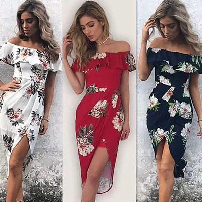 Womens Summer Fashion Bohemian Floral Beach Dress Evening Cocktail Long Dresses • $33.45