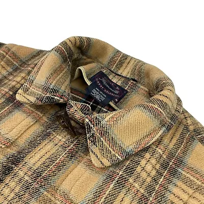 VTG Faconnable Men's 100% Wool Toggle Duffle Coat/Jacket Tan Plaid • Medium • $64.99