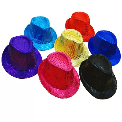 SEQUIN FEDORA Novelty Costume HAT - Classic Style Trilby Gangster Shiny Sequined • $11.99