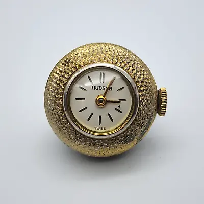 Vintage Hudson - Gold Tone Textured - Lady's Watch Ball Pendant - Runs • $49