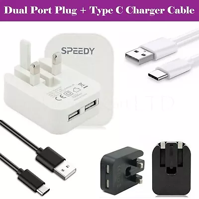 Charger Plug For Pixel 7 6A 4A 5A Dual USB Wall Type C Fast Charging Lead • £2.69