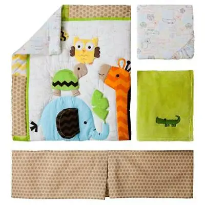 New Circo Jungle Stacks Animal Giraffe 4 Pc Crib Nursery Baby Bedding Set • $59.99