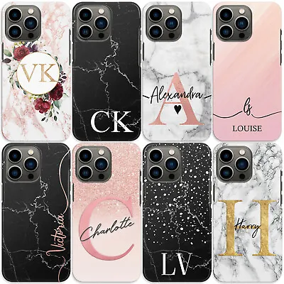 Personalised Initial Phone Case;Black/Grey/Pink Marble Hard Cover For Xiaomi • £6.49
