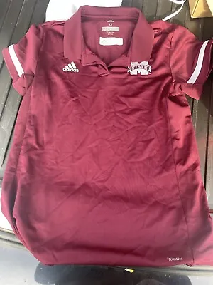 Mississippi State Bulldogs Adidas Climalite Women Maroon Snap Polo Size Med • $17.77