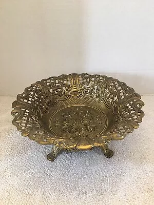 Vintage Italian Metal (Brass?) Bowl/Dish Footed Intricate Unknown Material • $49.95