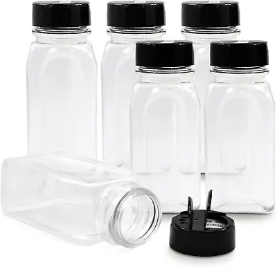 Royalhouse - 6 Pack 14 Oz Plastic Spice Jars With Black Cap Clear And Safe Plas • $16.77