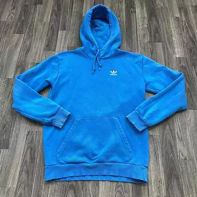 ADIDAS Graphic Logo Pullover Blue Hooded Sweatshirt Hoodie Men's Size XS • $27