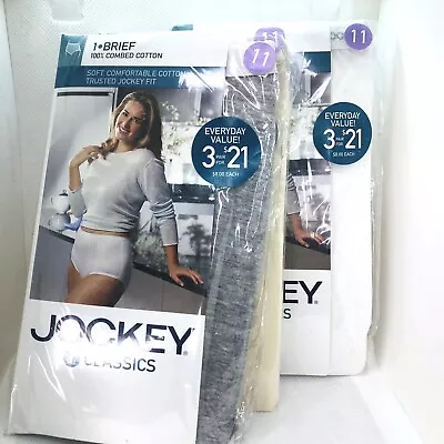 3 Vintage Jockey Classics Women's 11 Plus 100% Cotton Brief Panties Neutrals NOS • $17.73