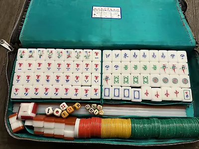 1950s Mah Jong Set Mahjong 155 Catalin Tiles Case Dice Racks Chip Kai Tat 3 Tone • $59.87