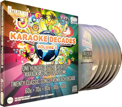Mr Entertainer Karaoke Decades Vol. 1 - 100 Song 6 Disc CD+G/CDG Set • £19.99