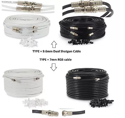 £24.49 • Buy Sky Cable Extension Sky Q Sky+hd Twin Coax Satellite Sky Lead Shotgun With Clips