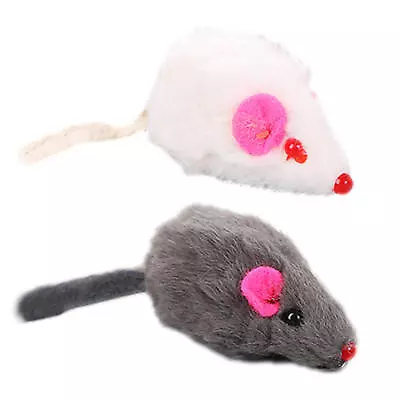 Furry Mice With Catnip & Rattle Sound Made Of Real Rabbit Fur Cat Toy Mouse • $6.38