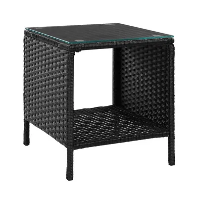 $54 • Buy Gardeon Side Table Coffee Patio Outdoor Furniture Rattan Desk Indoor Garden Blac