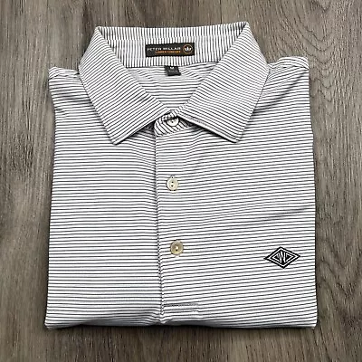 Peter Millar Golf Polo Shirt Westchester Country Club Size Medium White Striped • $14.95