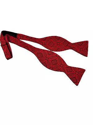 Vintage Adjustable Bow Tie 13 To 18 Red Geometric • $24.95