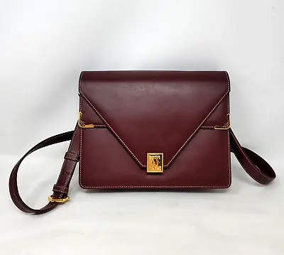 Cartier Must Burgundy Leather Shoulder Crossbody Hand Bag Authentic Vintage • $380